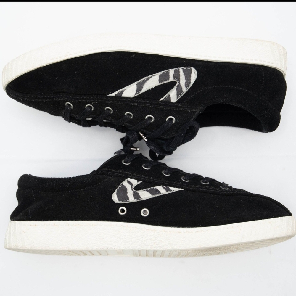 Tretorn Black Sneakers with Lace-up Design and White Sole
